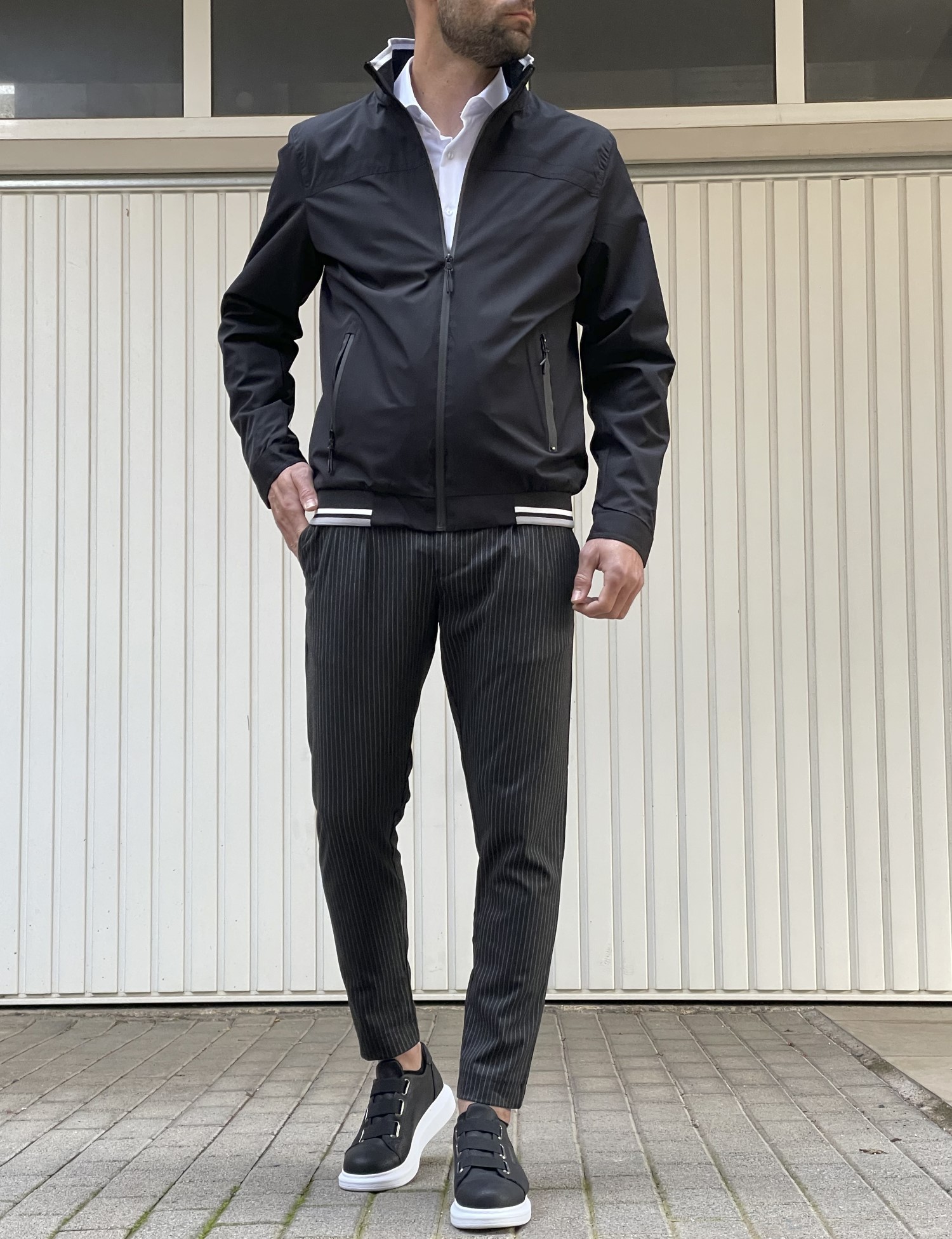 Ανδρικό μαύρο Jacket με γιακά WS10160 φωτογραφία